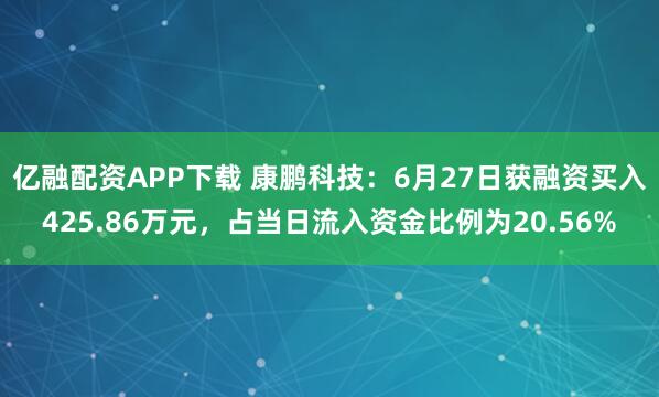 亿融配资APP下载 康鹏科技：6月27日获融资买入425.86万元，占当日流入资金比例为20.56%